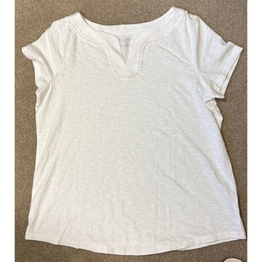 Talbots Woman Short Sleeve Ivory Tee Tunic Size 1X White